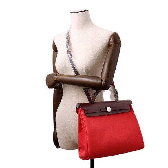 HERMES Herbag Zip Le Tourne Size PM/31 Toile Officier/Vache Hunter Leather - Picture 3 of 11